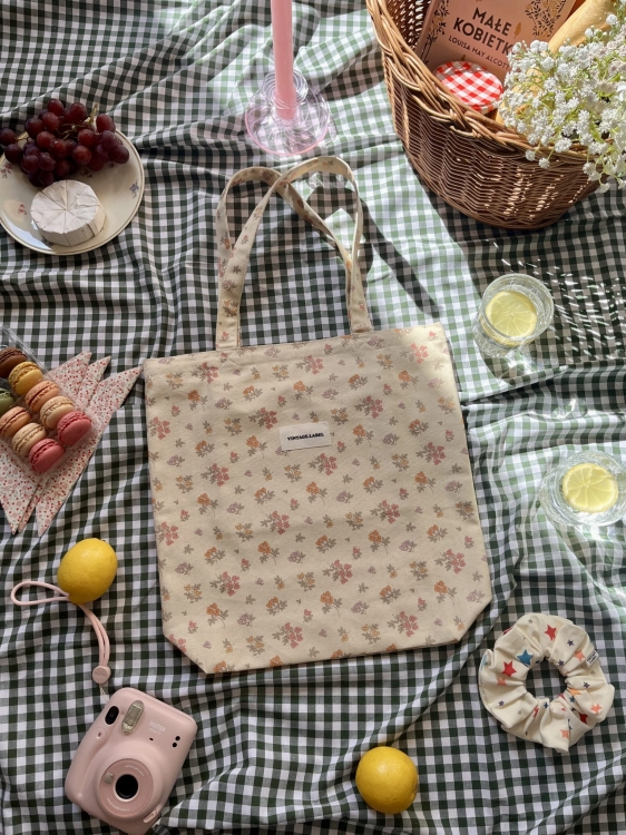 bawełniana torba w vintage kwiaty