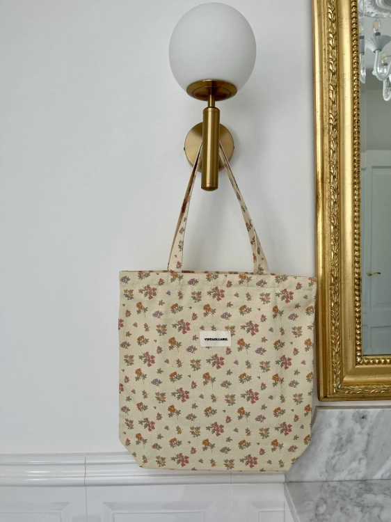 bawełniana torba w vintage kwiaty