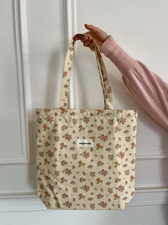 bawełniana torba w vintage kwiaty