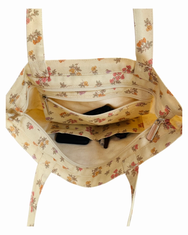 bawełniana torba w vintage kwiaty