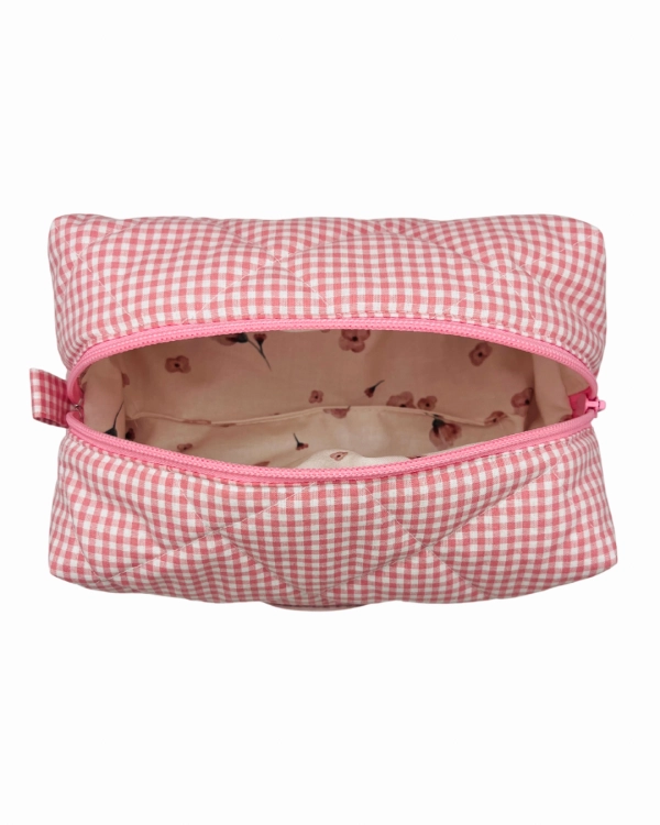 Kosmetyczka w różową kratkę